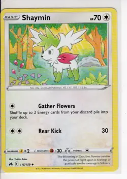 SHAYMIN CROWN ZENITH SET POKEMON CARD 115/159 VG - Image 1
