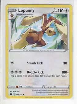 LOPUNNY SILVER TEMPEST SET POKEMON CARD 145/195 VG - Image 1