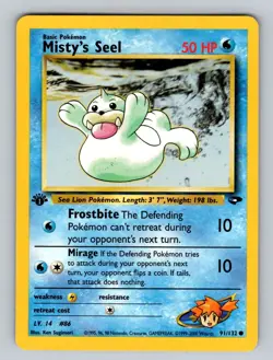 Misty's Seel 1st Edition Pokemon Trading Card Game Gym Challenge 091/132 NM - Image 1