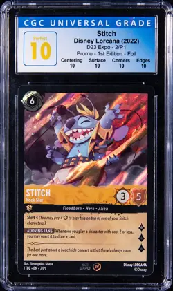 2022 Disney Lorcana D23 Expo Stitch Rock Star Foil Promo CGC 10 PERFECT POP 1 - Image 1
