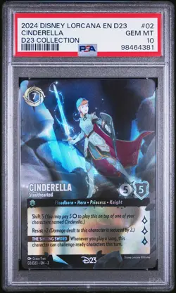 2024 DISNEY LORCANA EN D23-D23 EXPO PROMO #02 CINDERELLA - STOUTHEARTED PSA 10 - Image 1