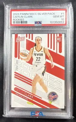 2024 Panini National - PSA 10 Rookies Caitlin Clark #/399 (RC) 1st FEVER JERSEY - Image 1