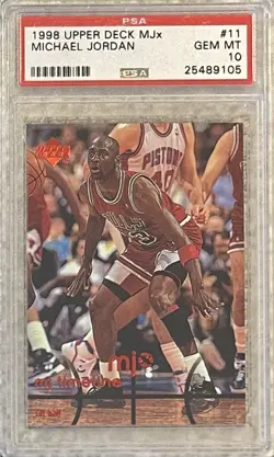 1998 UD MJx MICHAEL JORDAN MJ TIMELINE 1ST HALF #11~HOF~PSA 10~MINT SLAB~POP 37 - Image 1