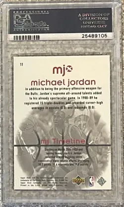 1998 UD MJx MICHAEL JORDAN MJ TIMELINE 1ST HALF #11~HOF~PSA 10~MINT SLAB~POP 37 - Image 5