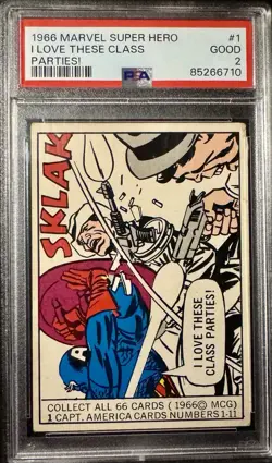 1966 Marvel #1 Captain America True RC Rookie PSA 2 Centered (1st MARVEL Card) - Image 1