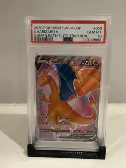 Pokemon TCG Charizard PSA 10 2-Card Lot 2020 SWSH050 Promo & 025/185 - Image 1