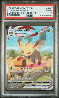 2021 POKEMON SWORD & SHIELD EVOLVING SKIES SECRET FULL ART/LEAFEON VMAX PSA 9 - Image 1