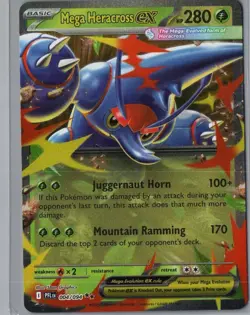 Mega Heracross ex 004/094 Double Rare Phantasmal Flames Pokemon Holo Near Mint - Image 1
