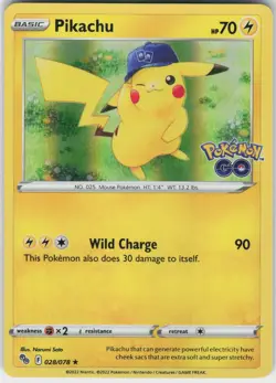 Pikachu 028/078 Holo Rare Pokemon GO Pokemon Holo NM - Image 2