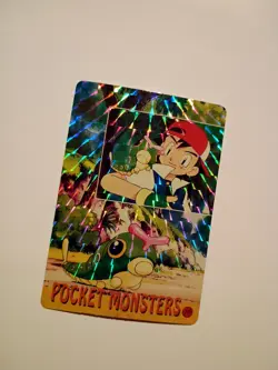 ASH CATERPIE #10 Pokemon Pocket Monsters Vintage Vending Prism Sticker Holo - Image 3