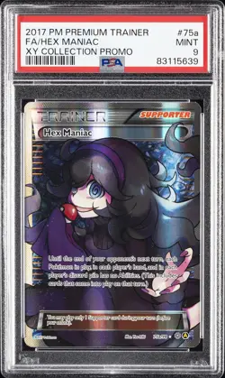 2017 POKEMON PREM TRAINER XY COLL PROMO #75A FULL ART/HEX MANIAC PSA 9 - Image 1