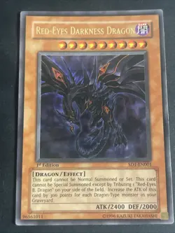 Yugioh Red-Eyes Darkness Dragon SD1-EN001 Ultra Rare 1st Ed hp - Image 1