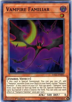 Yugioh Vampire Familiar DASA-EN001 Super Rare 1st Edition NM - Image 1