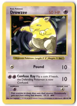 Pokemon Card - Drowzee 49/102 Common - Base Set Shadowless - NM - Image 1