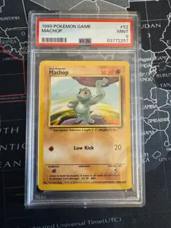 1999 Pokemon Base Set Unlimited Machop 52/102 PSA 9 Mint - Image 1