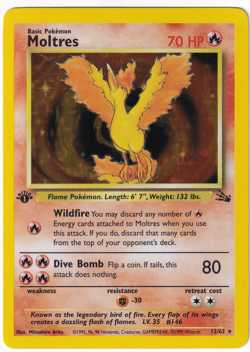 Moltres 12/62 1st Edition Fossil Holo Vintage WOTC Pokemon Card LP/MP - Image 1