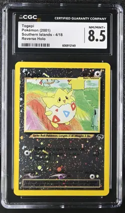 CGC 8.5 Togepi 2001 Southern Islands 4/18 Reverse Holo Pokemon Card - Image 1