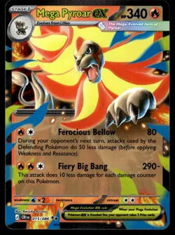 Mega Pyroar ex 015/086 Holo Double Rare Chaos Rising Pokemon Near Mint - Image 1