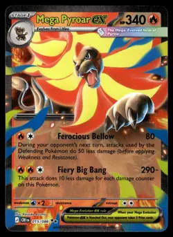 Mega Pyroar ex 015/086 Holo Double Rare Chaos Rising Pokemon Near Mint - Image 1