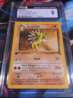 CGC MINT 9 Pokemon Sandslash 41/62 1999 Fossil 1st Edition - Image 2