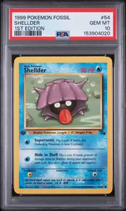 1999 POKEMON FOSSIL 1ST EDITION #54 SHELLDER PSA 10 - Image 1
