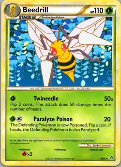 BEEDRILL 12/95 RARE HGSS UNLEASHED POKEMON LP - Image 1