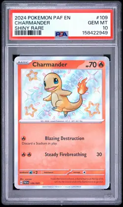 Charmander 109/091 Shiny Rare Paf En-Paldean Fates Pokemon PSA 10 - Image 1