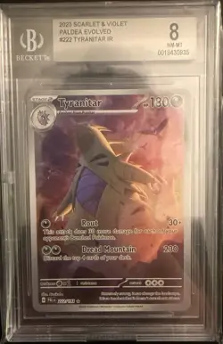 Pokemon 2023 SV02 Paldea Evolved Tyranitar 222/193 IR Holo English BGS 8 - Image 1