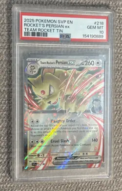 2025 POKEMON SVP EN-SV BLACK STAR PROMO #218 ROCKET'S PERSIAN EX Psa 10 - Image 1