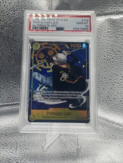 One Piece Trafalgar Law Alternate Art Op10-119 Psa 10 - Image 1