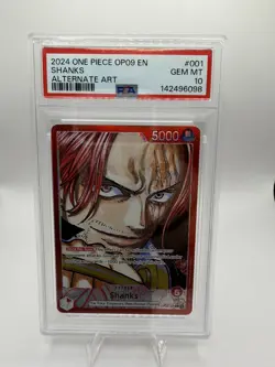2024 SHANKS One Piece OP09-EMPERORS IN THE NEW WORLD #001 ALT ART (EN) PSA 10 - Image 1