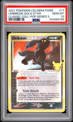 PSA 10 UMBREON GOLD STAR 17 | Celebrations Classic Collection Pokemon Card - Image 1