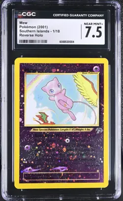 Mew 1/18 Southern Islands SWIRL Reverse Holo CGC 7.5 Vintage Pokemon Card 2001 - Image 1