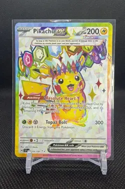 Pokemon Card Pikachu ex 219/191 Sv08 Surging Sparks Ultra Rare Full Art Holo NM - Image 1