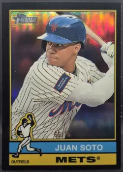2025 Topps Heritage Baseball Juan Soto #286 Black Chrome Refractor /76 NY Mets - Image 1