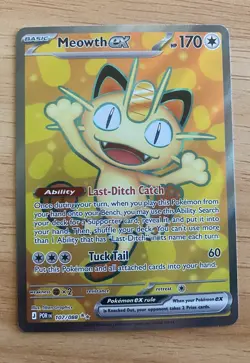 Pokemon Meowth ex Ultra Rare Full Art Holo 107/088 Prismatic Evolutions 170 HP - Image 1