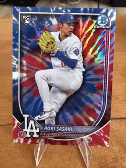 2025 Bowman Chrome - Roki Sasaki #12 Rookie Color Run Variation /25 (RC) - Image 1