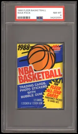 1988 Fleer Basketball Wax Pack PSA 8 NM-MT poss 3rd yr Jordan All-Star & Sticker - Image 1