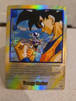 Dragon Ball Super Gold Energy Marker E-77 Foil Textured Card Goku and Frieza - Image 1