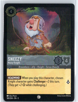 Disney Lorcana TCG - Shimmering Skies: Sneezy (180/204) - Common - Foil - Image 1