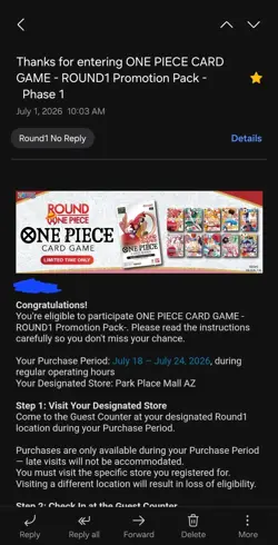 Round 1 One Piece Card Game Promotional Pack - English Presale ALL 10 packs - Image 1