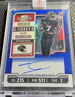 2023 Bijan Robinson Falcons 31/50 Panini Contenders Optic Blue RC Auto #103 - Image 1