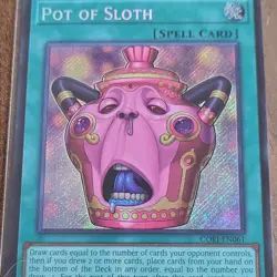 Konami Yu-Gi-Oh! Pot of Sloth Super Rare Holo 1st Ed CORI-EN061 EN - Image 1