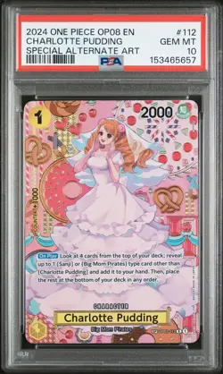 2024 ONE PIECE OP08-TWO LEGENDS SPECIAL ALTERNATE ART CHARLOTTE PUDDING PSA 10 - Image 1
