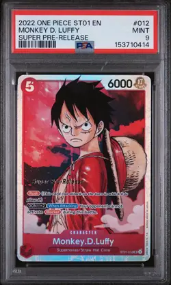 2022 ONE PIECE ST01-012 MONKEY D. LUFFY SUPER PRE-RELEASE PSA 9 MINT ENGLISH - Image 1