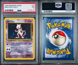 1999 POKEMON BASE SET UNLIMITED #10 MEWTWO-HOLO PSA 7 Nice Cert Number - Image 3