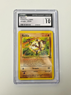 1999 Pokemon Jungle Unlimited #55/64 Mankey CGC 10 GEM MINT - Image 1