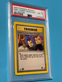 Pokemon 2000 1st Edition Rare Card #71/82 Here Comes Team Rocket PSA 8 - Image 2