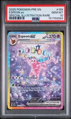 2025 POKEMON PRE EN-PRISMATIC EVOLUTIONS #155 ESPEON EX PSA 10 - Image 1
