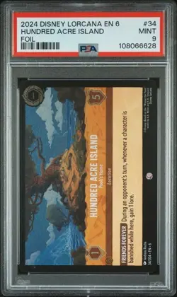 2024 Disney Lorcana EN6 Hundred Acre Island FOIL PSA 9 MINT #34 Winnie the Pooh - Image 1